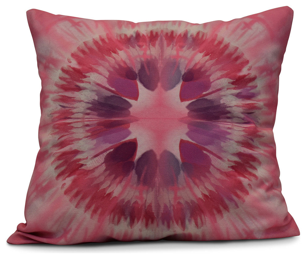 Shibori Burst, Geometric Print Pillow, Pink, 18"x18"