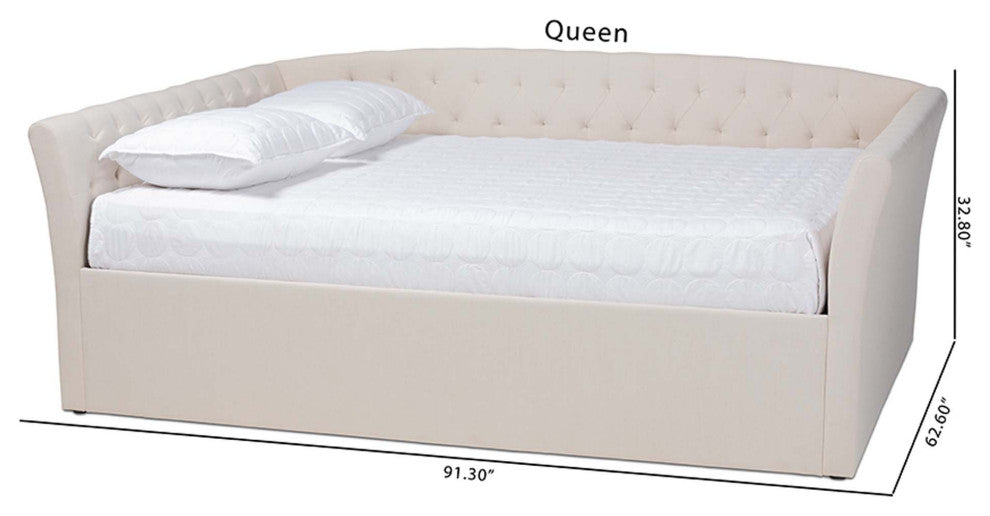 Jayleen Fabric Upholstered Daybed, Beige, Queen