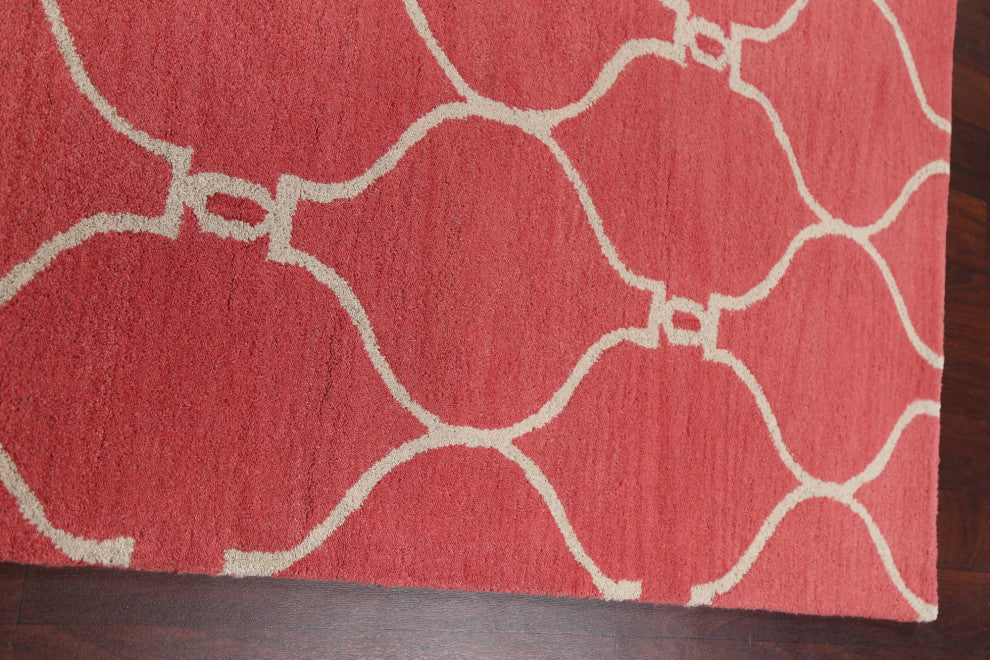 Trellis Geometric Contemporary Oriental Wool Area Rug Hand-tufted 5x8