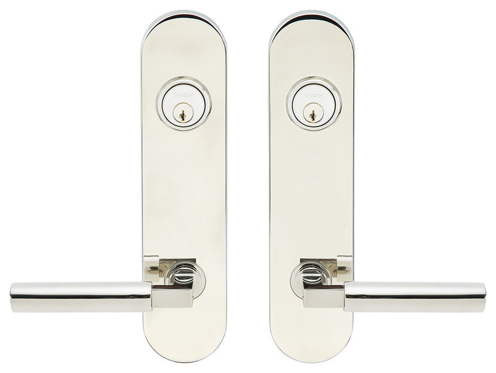 Aurora Lever, Tubular Entry, Double Cylinder, LH, Polished Stainless Steel
