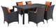 Modway Convene 7 Piece Outdoor Patio Dining Set, Espresso Orange