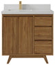 Madison Teak 36 Left Offset Bath Vanity in Dark Natural 2" Carrara Quartz