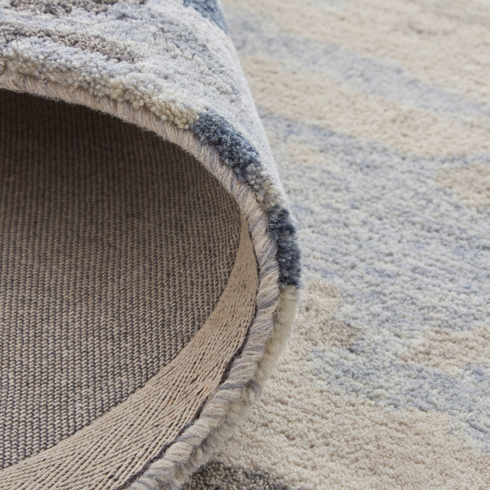 Weave & Wander Everley Wool Rug, Ivory Sand/Ice Blue, Rug, 8'x10'