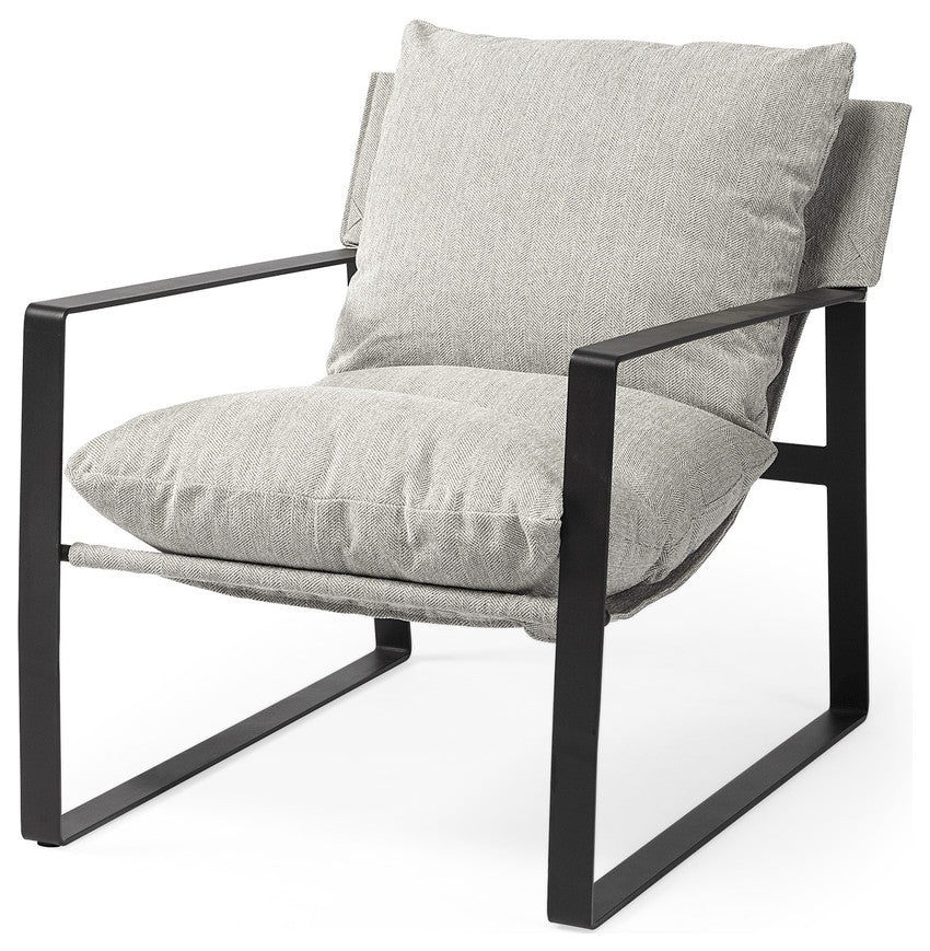 Ash Gray And Black Metal Sling Chair