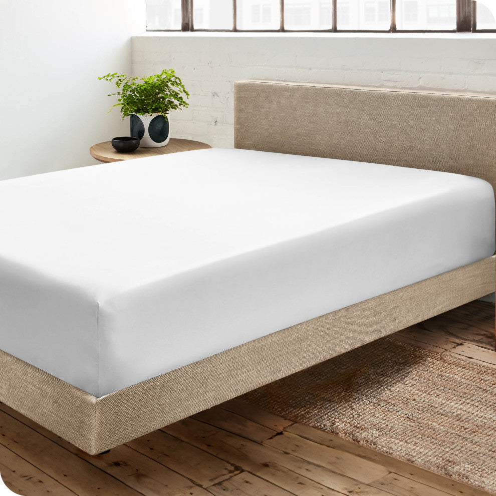 Bare Home Microfiber Fitted Sheet Deep Pocket, White, Twin