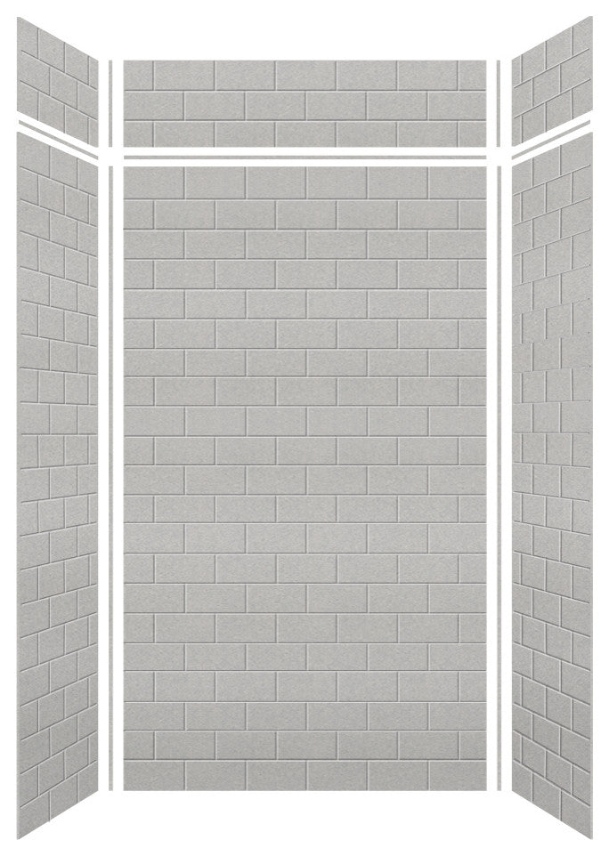 Transolid SaraMar 48"x36"x96" 6-Piece Shower Wall Kit with Extension, Grey Beach