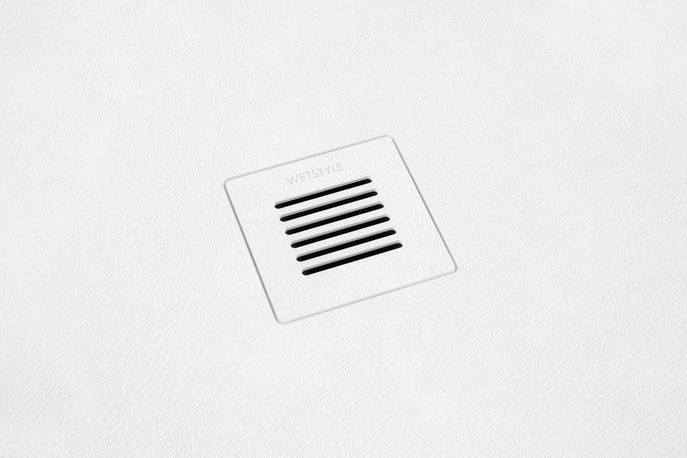 Feel Shower Base, Center Drain High Density Stone Composite, White, 60x32