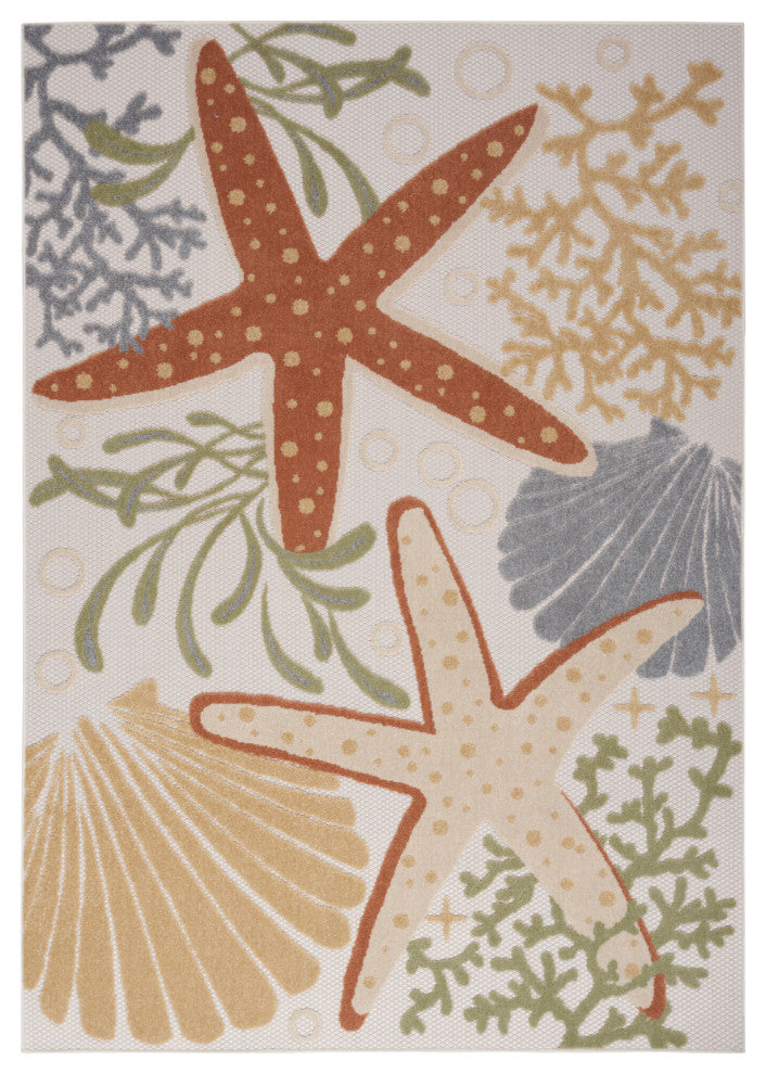 Nourison Aloha 6' x 9' Ivory Multicolor Outdoor Area Rug