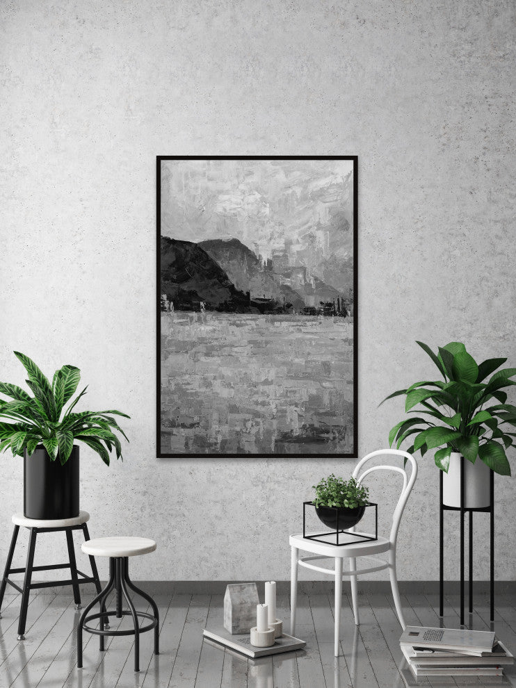 "Peak and Valleys" Floater Framed Painting Print on Canvas, 24x36