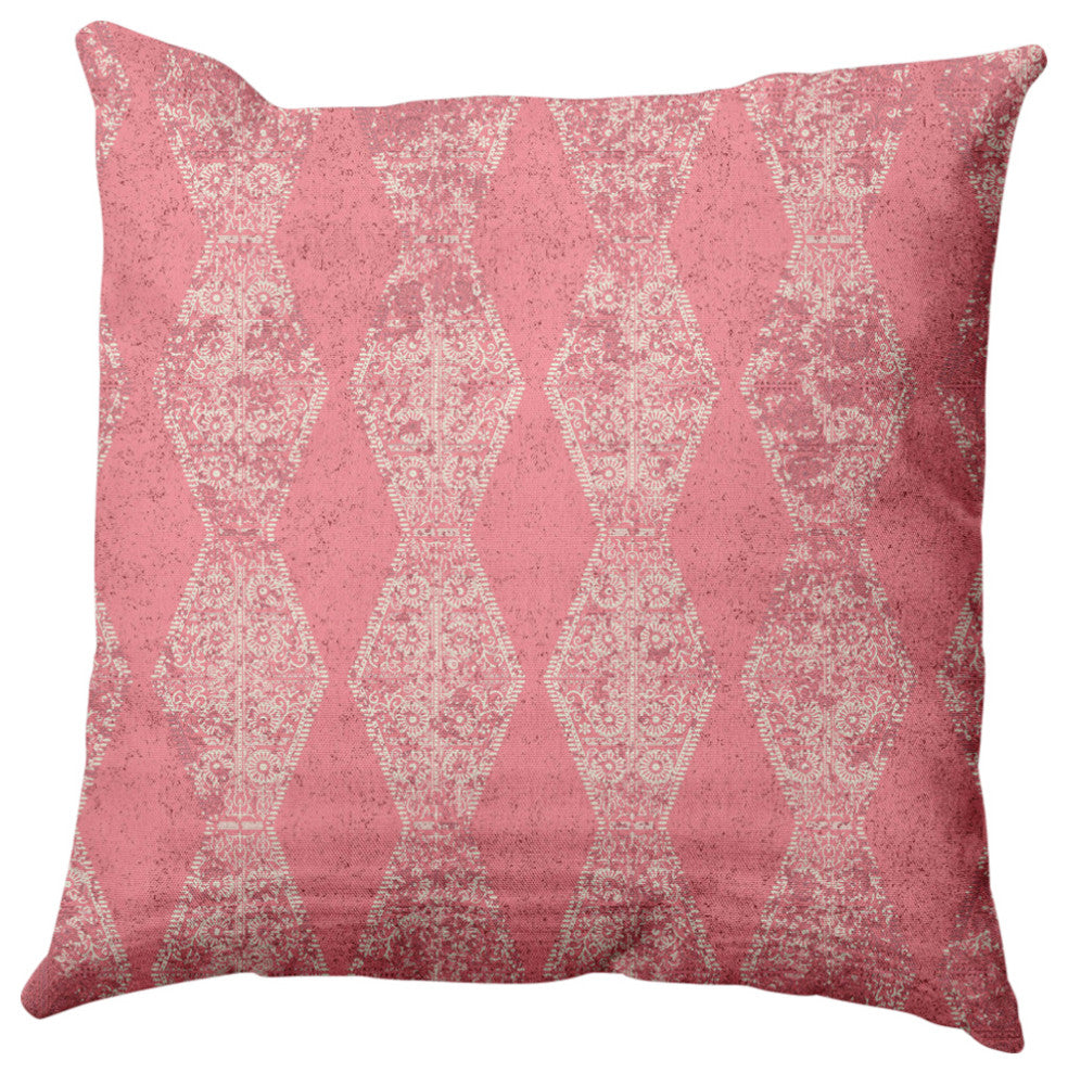 Pyramid Stripe Indoor/Outdoor Throw Pillow, Pink, 20x20"