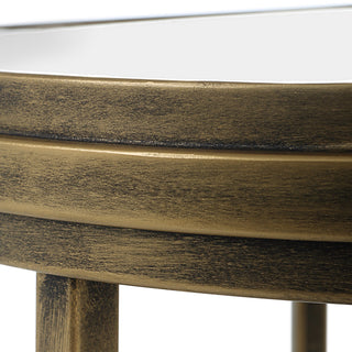 Contemporary 17875" x 24" Iron Glass Brushed Gold Nesting Tables