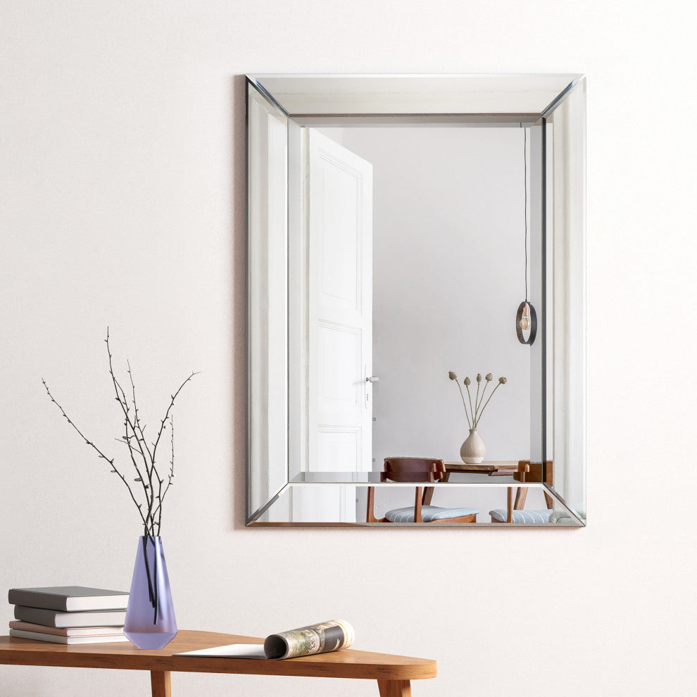 Modern Beveled Rectangle Wall Mirror, 1"-Beveled Center Mirror, 40"x 30"
