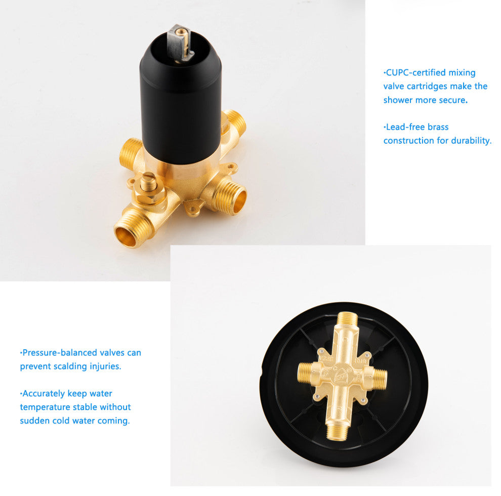 5-Spray High Pressure Shower Set With Rough-in Valve, Matte Black
