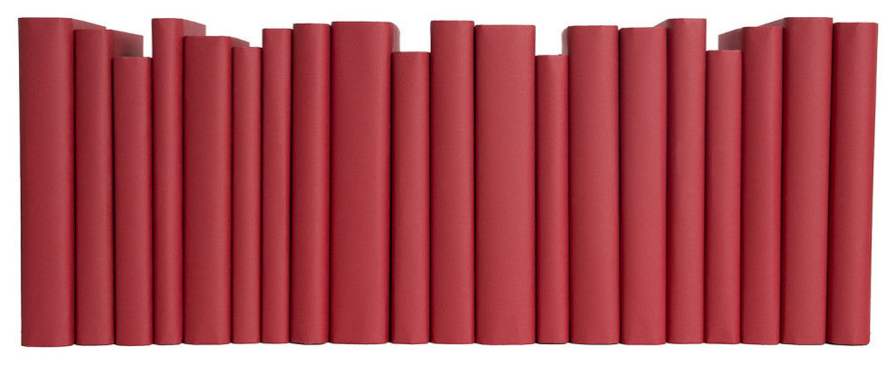 Decorative Books - Cherry Paper Wrapped - Red Books By The Foot