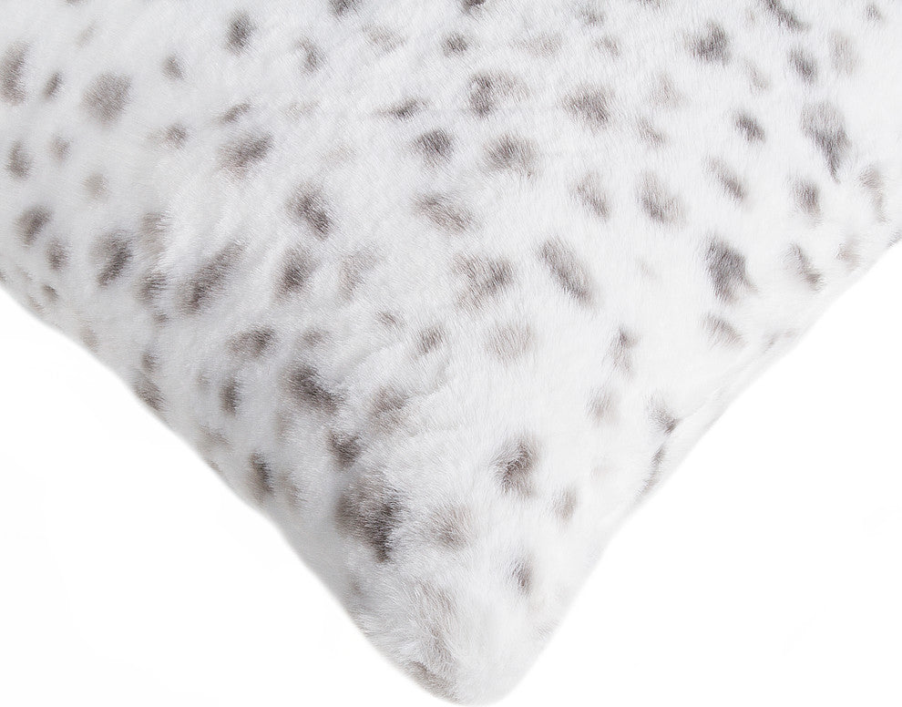 2-Pack Belton Faux Fur Pillow 18"x18", Snow Leopard