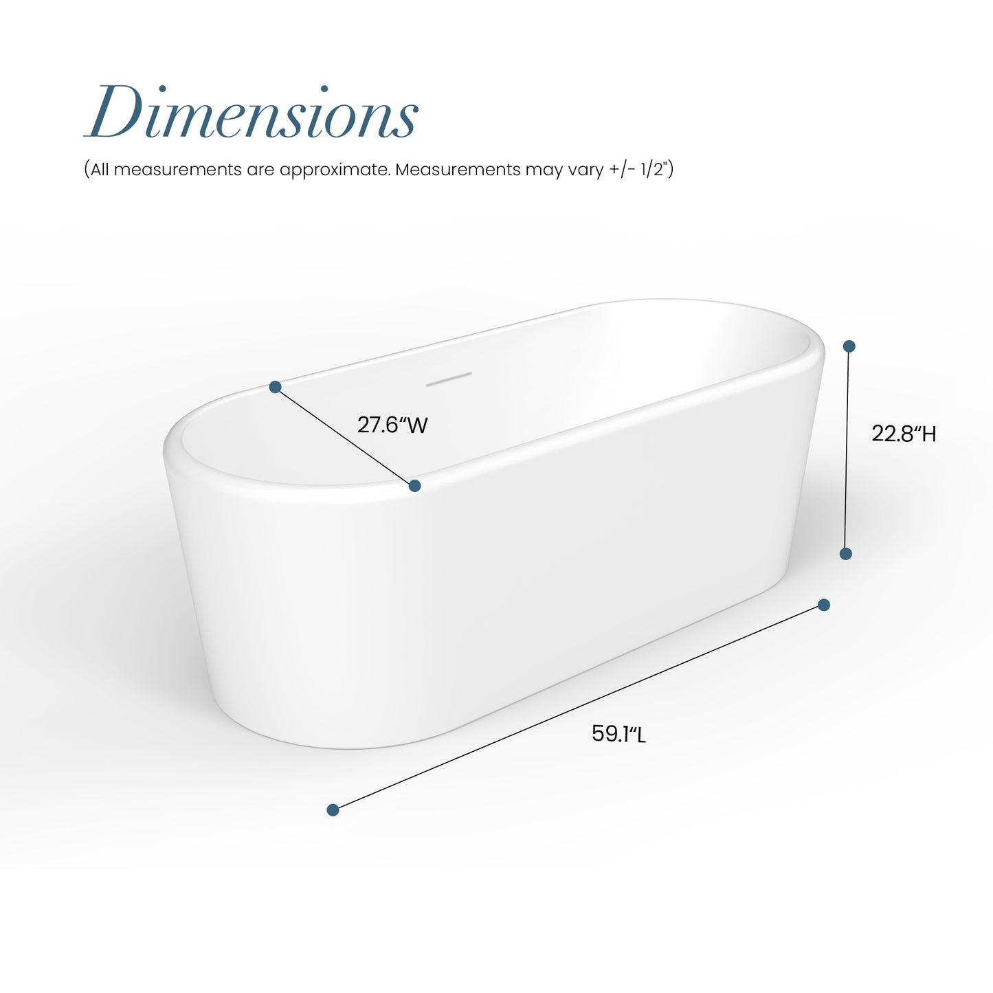 Caserta Soaking Bathtub, 59"