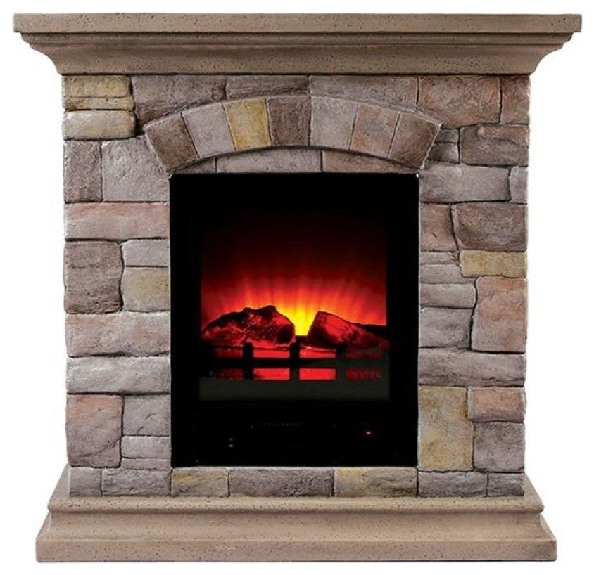 Portable Faux Stone Fireplace