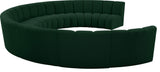 Infinity Black Boucle Fabric Upholstered Arc Shaped Modular Sectional, Green, 9-Piece, Arc-Shaped