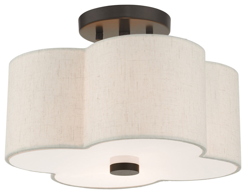 English Bronze French Country, Floral, Transitional, Semi Flush