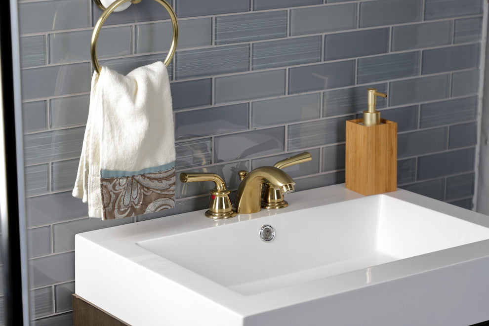 Kingston Brass KB957RXLSB Mini-Widespread Bathroom Faucet, Pop-Up Drain