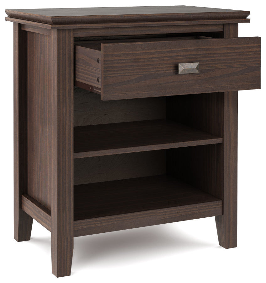 Artisan SOLID WOOD Bedside Table in Warm Walnut Brown