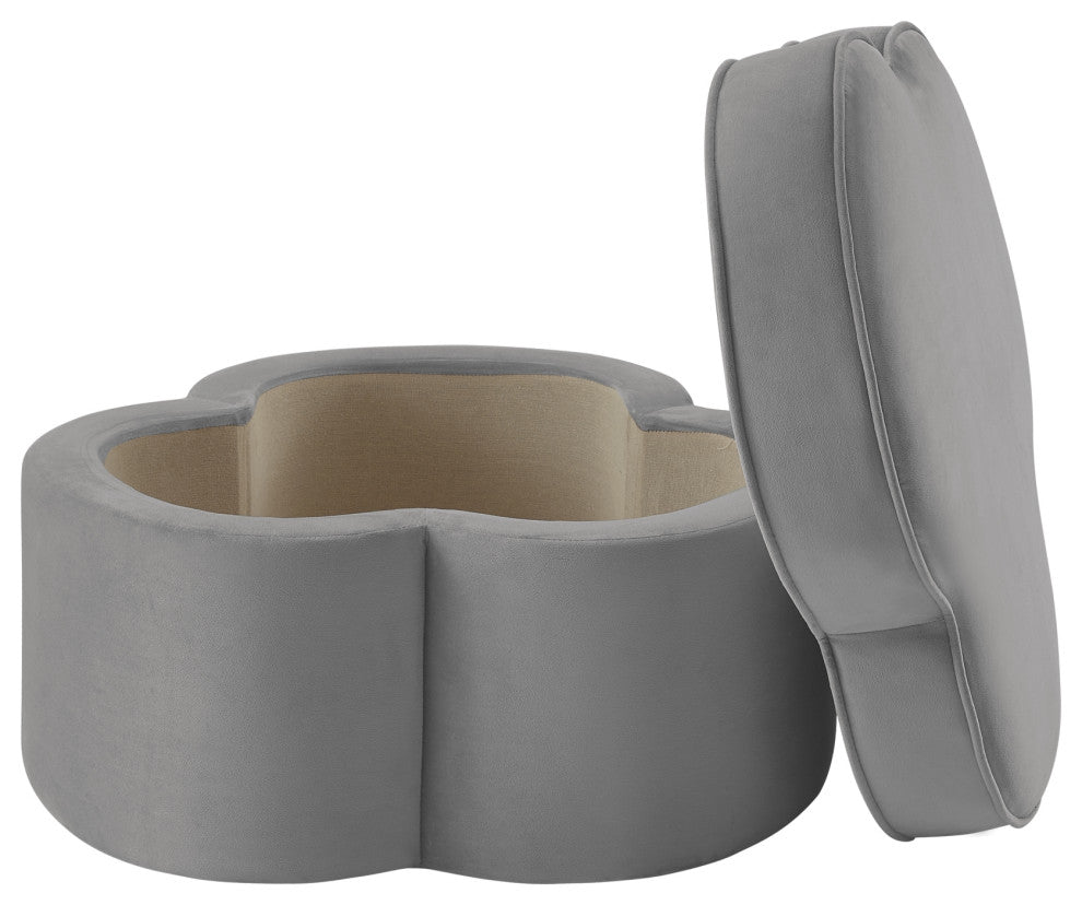Rustic Manor Jalayah Ottoman, Upholstered, Velvet, Gray