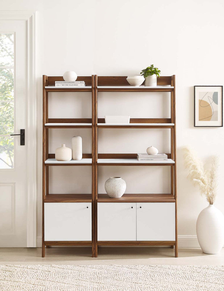 Bixby Wood Bookshelves, Set of 2, Walnut White