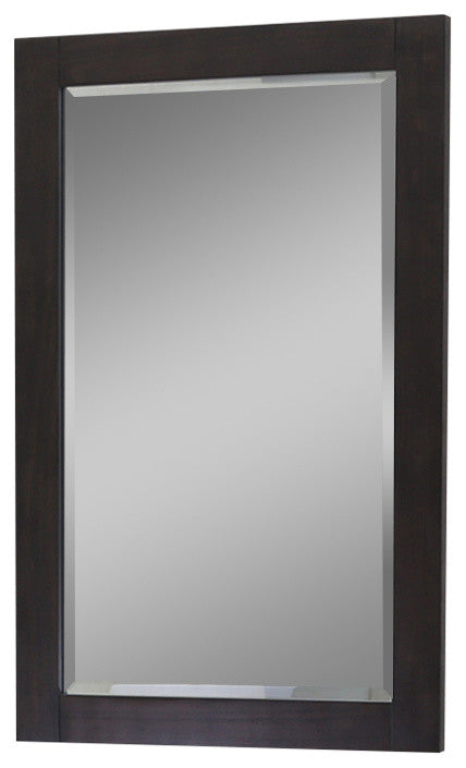 22"x34" Bevel Edge Framed Mirror, Light Brown