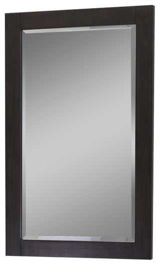 22"x34" Bevel Edge Framed Mirror, Light Brown