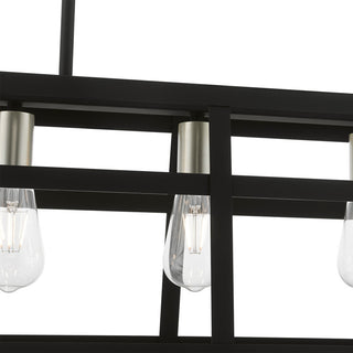 Schofield 5 Light Black With Brushed Nickel Accents Linear Chandelier
