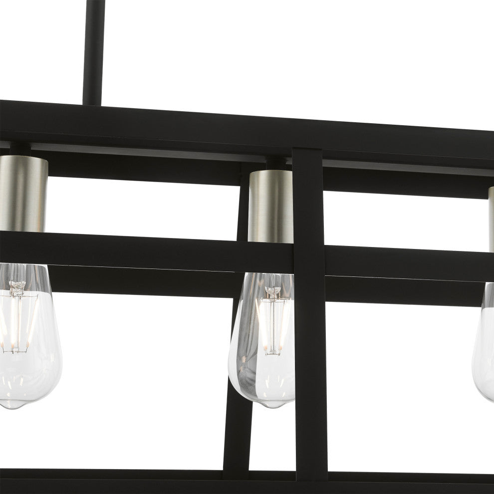 Schofield 5 Light Black With Brushed Nickel Accents Linear Chandelier