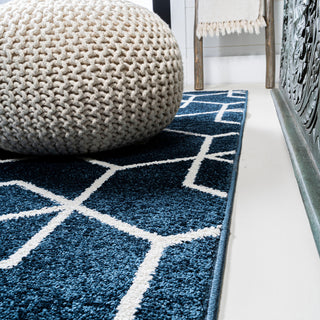 Tumbling Blocks Modern Geometric Navy/White 3'x5' Area Rug
