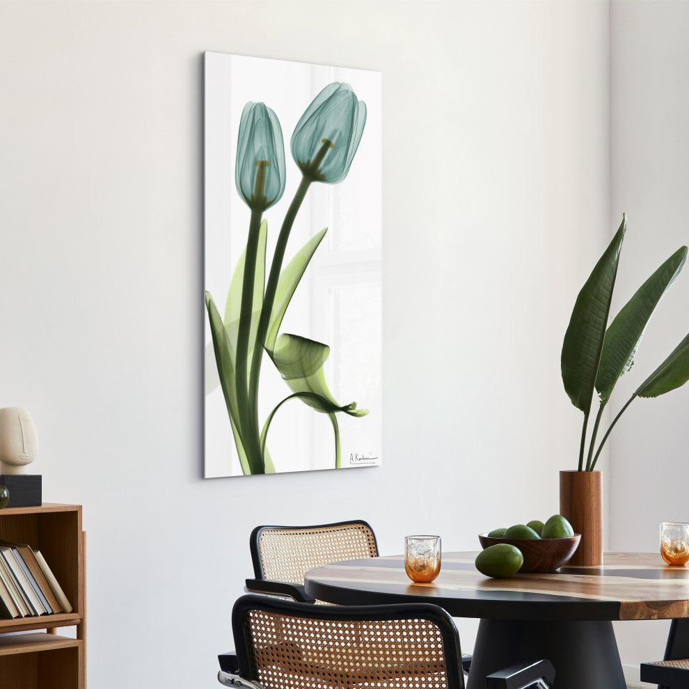 "Blue Tulips" Frameless Free Floating Panel Graphic Wall Art, 24"x48"