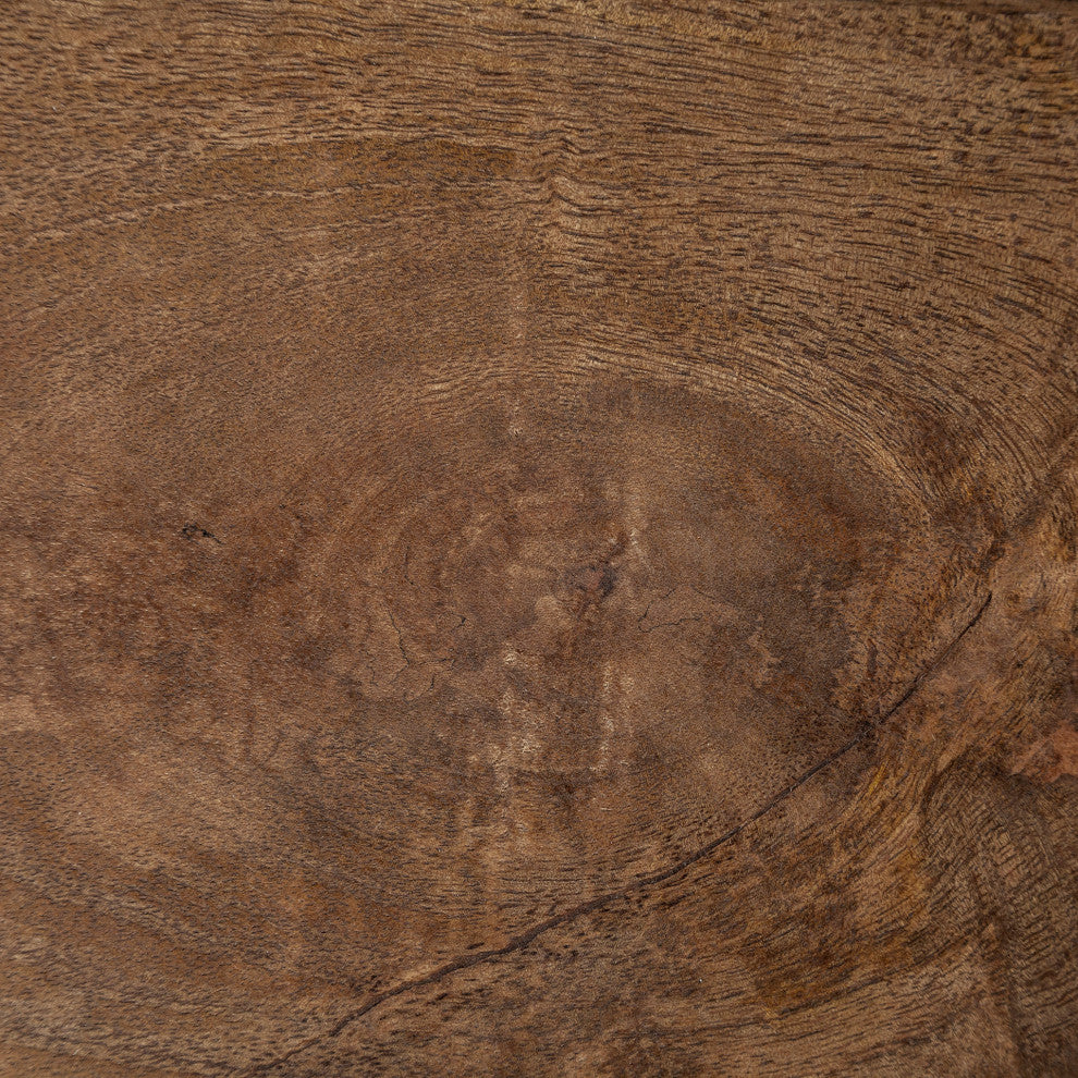 Maddox Medium Brown Solid Wood w/Black Metal Two-Tier Side Table