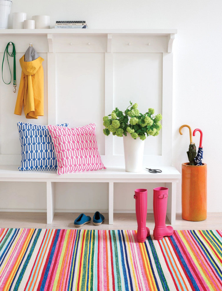 Dash & Albert Bright Stripe Handwoven Indoor/Outdoor Rug, Multi, 8' x 10'