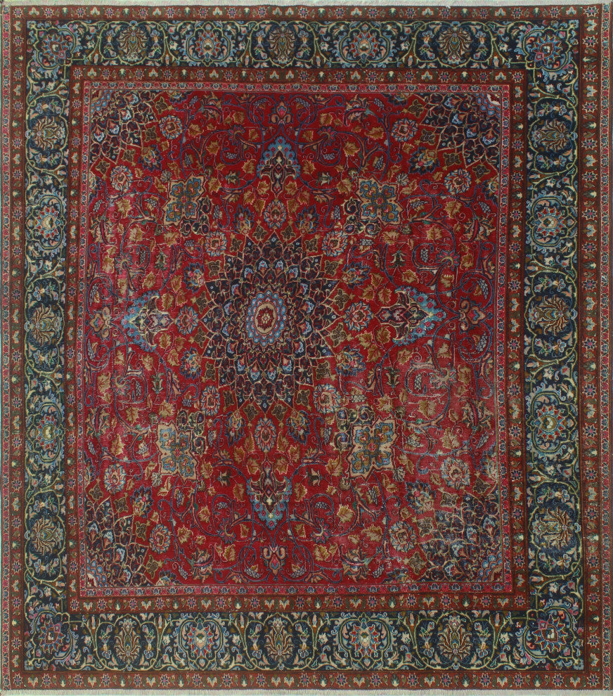 Vintage Distressed Birtel Red Rug
