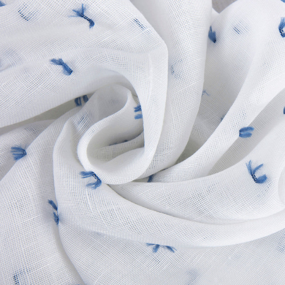 Altair Blue Patterned Linen Sheer Fabric Sample, 4Wx4L