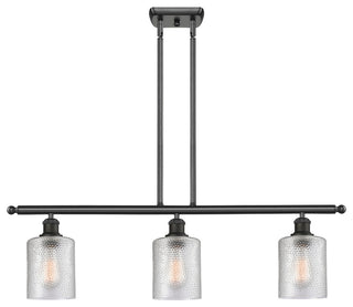 3-Light Cobbleskill 36" Island Light, Matte Black, Glass: Clear