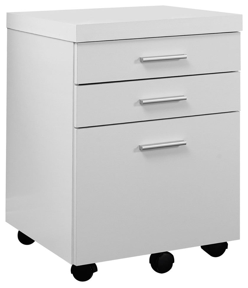 17.75" X 18.25" X 25.25" White Black Particle Board 3 Drawers  Filing Cabinet
