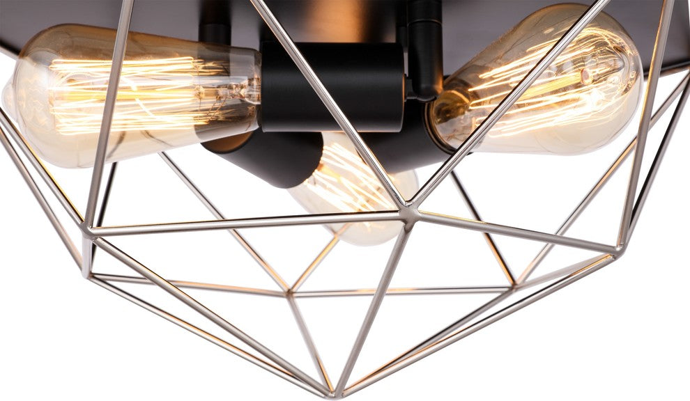 Woodbridge Lighting Lanning Flush Mount, Nickel/Black