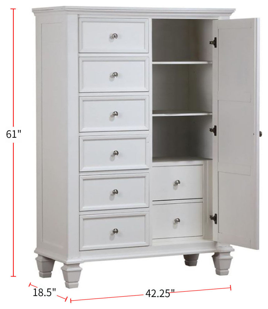 Wood Chest with 8 Drawers, White