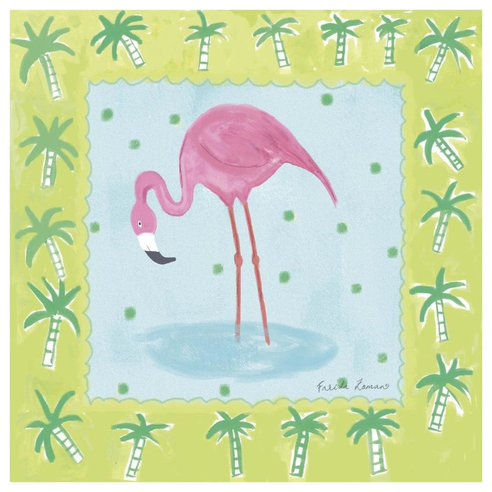 "Flamingo Dance III" Digital Paper Print by Farida Zaman, 26"x26"