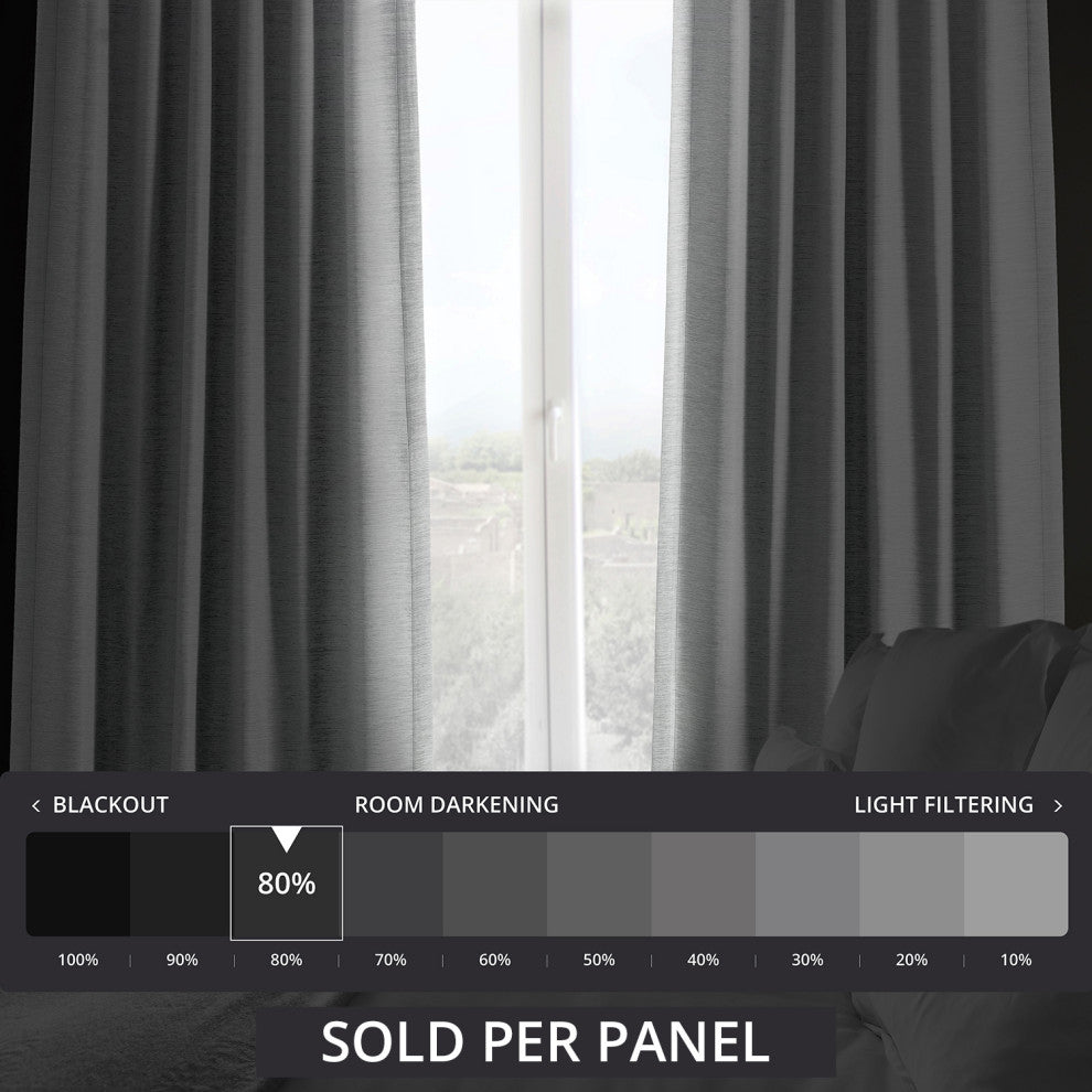 Bellino Blackout Room Darkening Curtain Single Panel, Vista Gray, 50"x120"