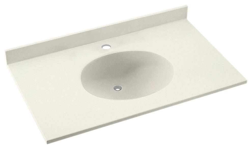 Swan Ellipse Solid Surface Bathroom Vanity Top, Bisque