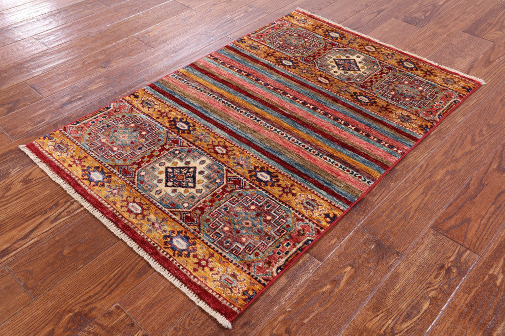 2' 7" X 3' 11" Super Kazak Khorjin Hand-Knotted Wool Rug Q11003