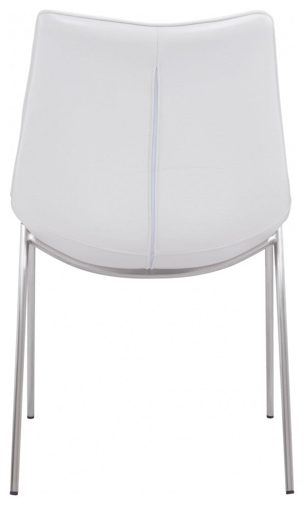 Stich White Faux Leather Side or Dining Chairs Set of 2 Chairs
