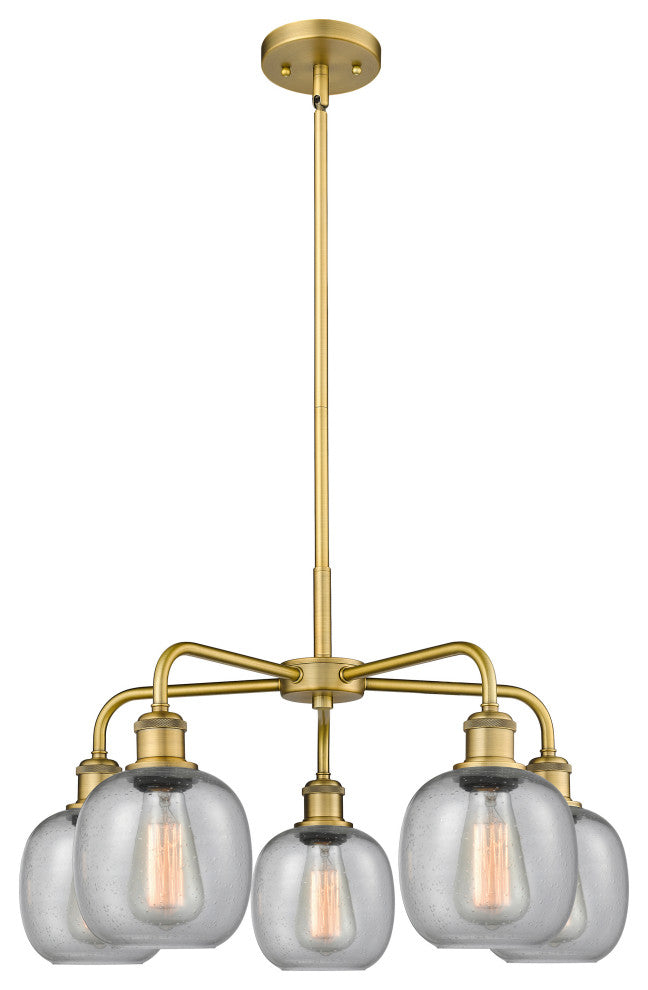 Belfast 5-Light 24" Stem Chandelier, Brushed Brass, Seedy