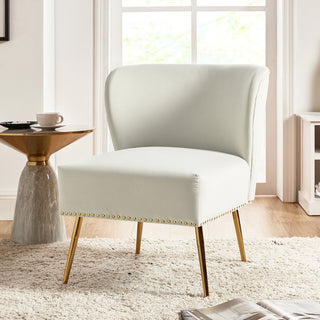 Beatrice Accent Chair With Nailhead Trim, Ivory