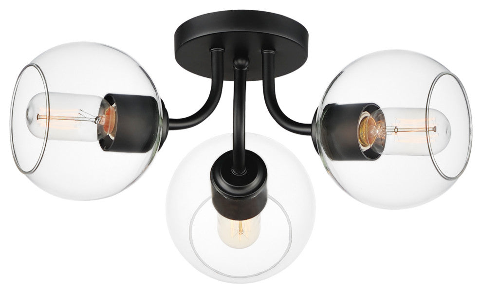 Maxim 21634 Knox 3 Light 18"W Semi-Flush Ceiling Fixture - Black