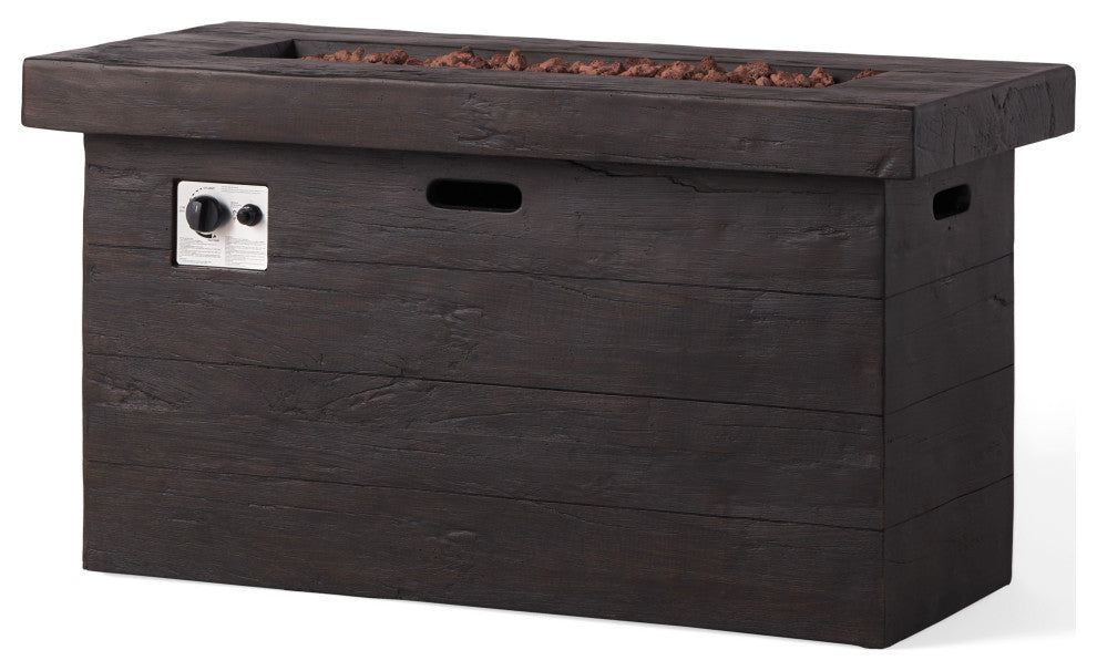 GDF Studio Crawford Outdoor Rectangular Fire Pit, Brown